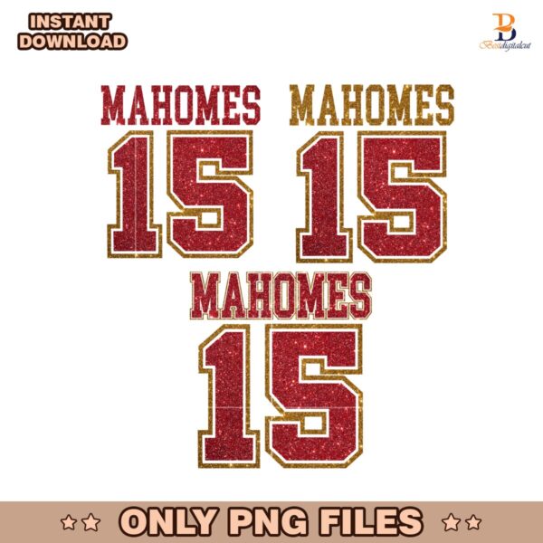 Kansas City Chiefs Mahomes 15 Glitter Png Sublimation