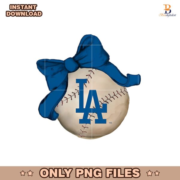 Los Angeles Dodgers Tiny Turnip Baseball Bow Png