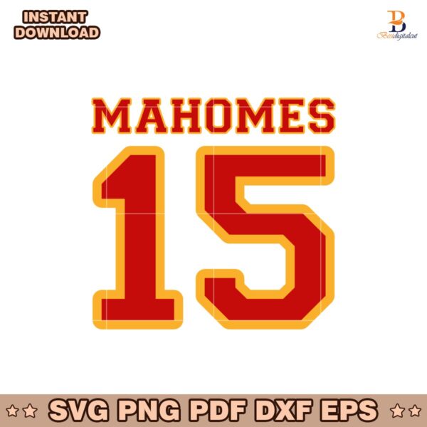 Mahomes Jersey 15 Touchdown Kansas City Chiefs Svg