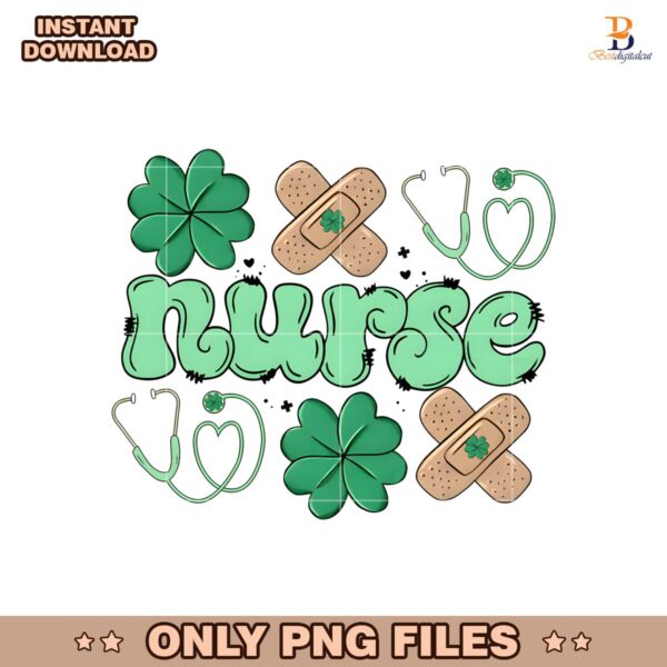 Nurse St Patricks Day Shamrocks Stethoscope PNG