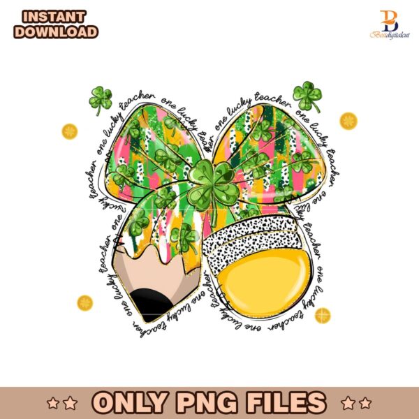 One Lucky Teacher Glitter St Patricks Day Pencil Png