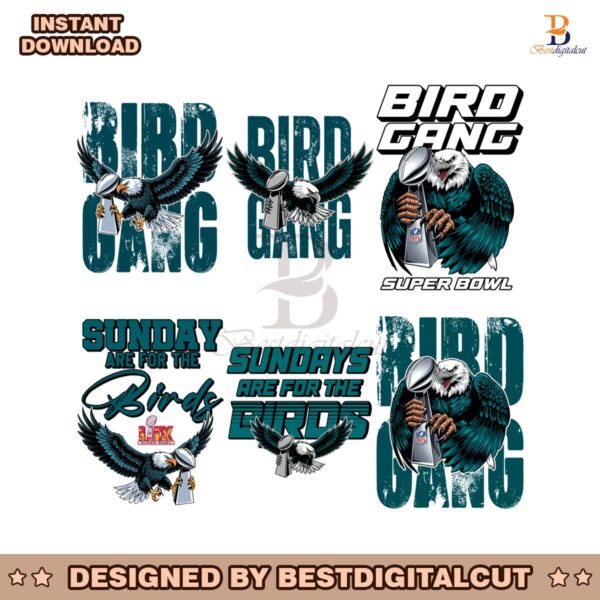 Philadelphia Eagles Bird Gang Super Bowl LIX PNG Bundle