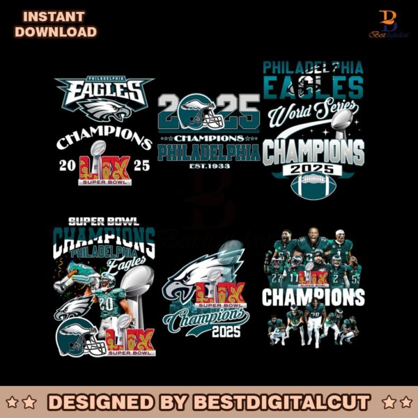 Philadelphia Eagles Champions Super Bowl LIX PNG Bundle
