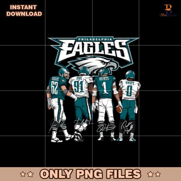 Philadelphia Eagles Kelce Cox Hurts And Swift Signature Art Png
