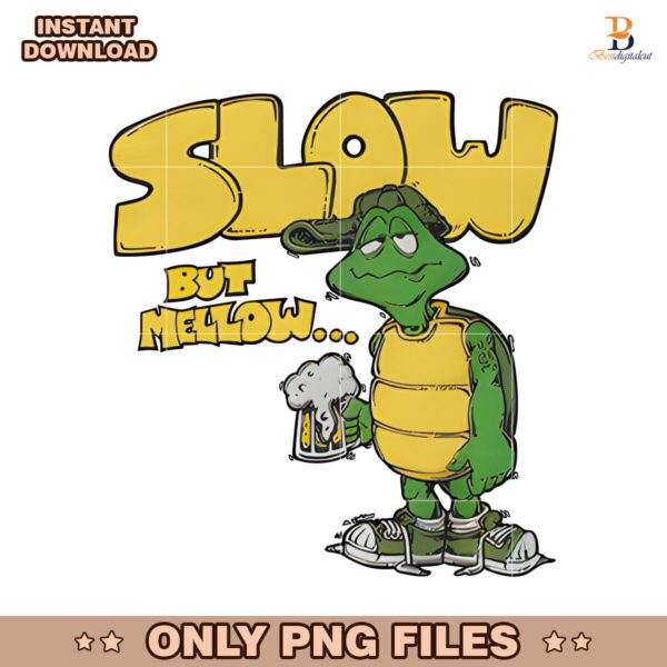 Retro 70S Turtle Beer Slow But Mellow PNG