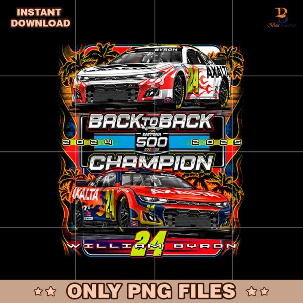Retro Back To Back Daytona 500 Champion 24 William Byron PNG
