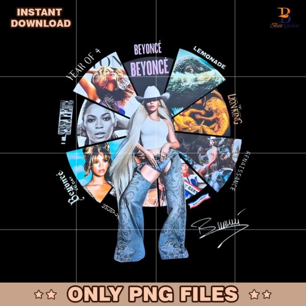 Retro Beyonce Cowboy Carter Albums Signature PNG