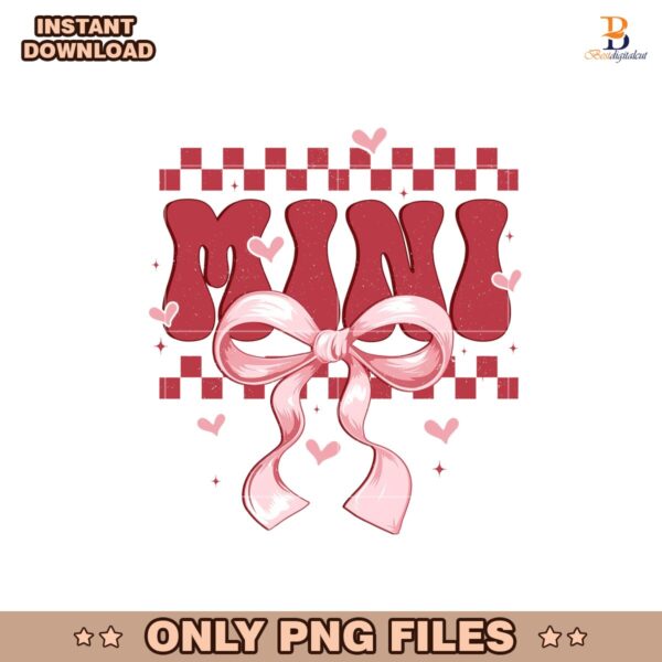 Retro Mini Checkered Coquette Bow Valentine Png