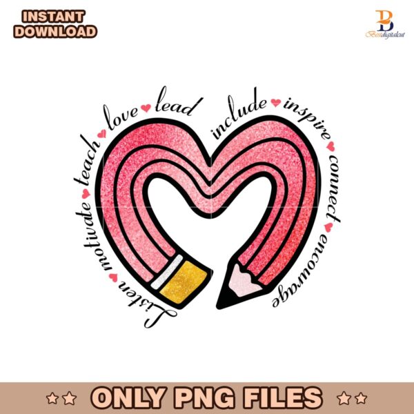 Retro Pencil Heart Valentine Teacher Png