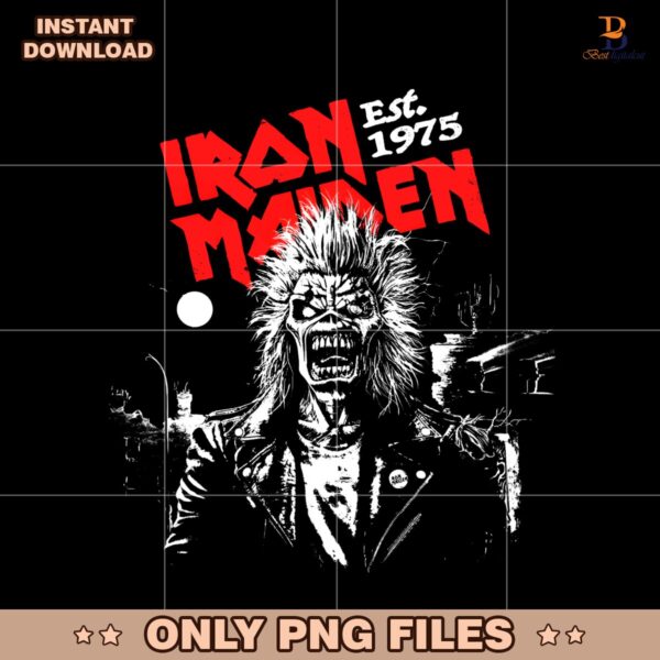 Retro Vintage 90S Iron Maiden Est 1975 PNG