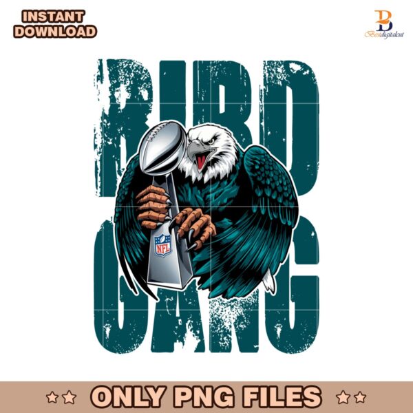Retro Vintage Bird Gang Eagle Holding The NFL Super Bowl Trophy PNG