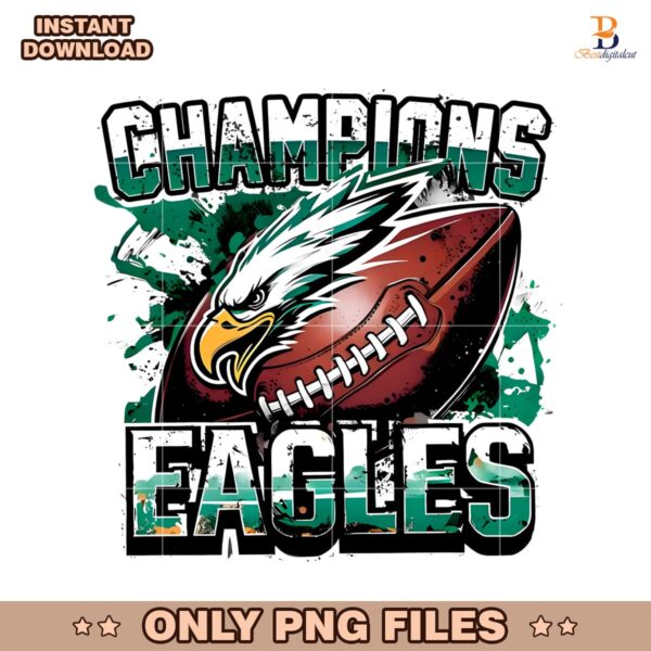 Retro Vintage Champions Eagles Football Super Bowl 2025 PNG