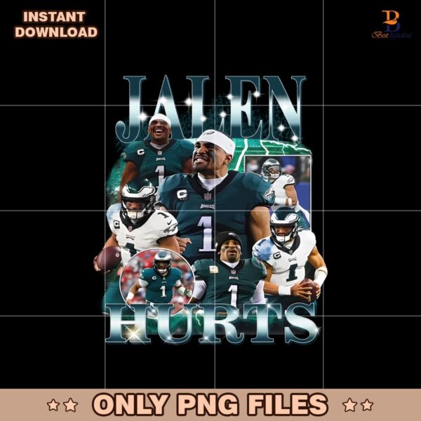 Retro Vintage Jalen Hurts Philadelphia Eagles PNG
