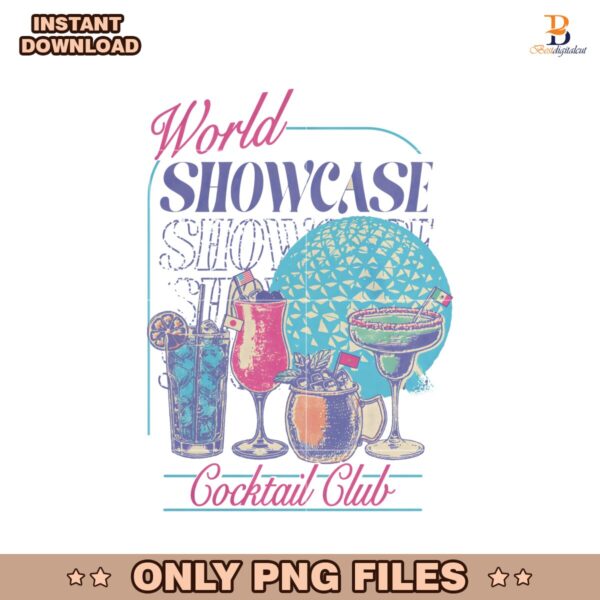 Retro Vintage World Showcase Cocktail Club PNG