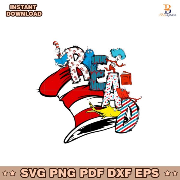 The Cat In The Hat Read Dr Seuss Red Fish Blue Fish Svg