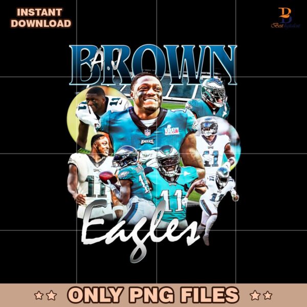 Vintage 90s A J Brown Eagles Football Super Bowl Champions PNG
