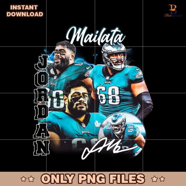 Vintage 90s Jordan Mailata Philadelphia Eagles Football PNG