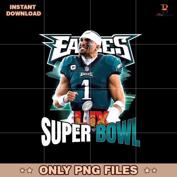 Vintage Jalen Hurts Super Bowl LIX Eagles Football Png