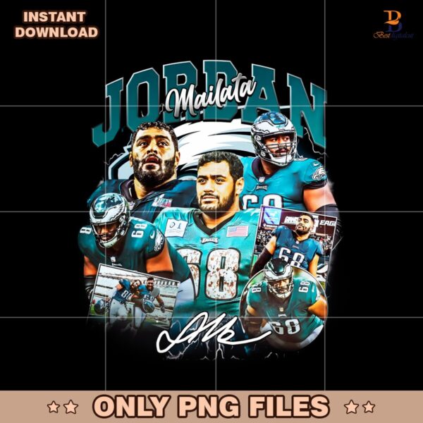 Vintage Jordan Mailata Philadelphia Eagles Football Player Signature PNG