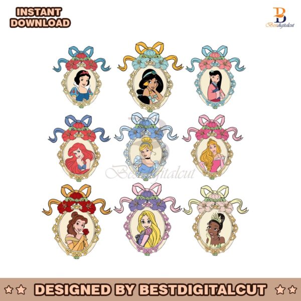 Vintage Watercolor Princess Squad Coquette Magical Mirror Png Bundle