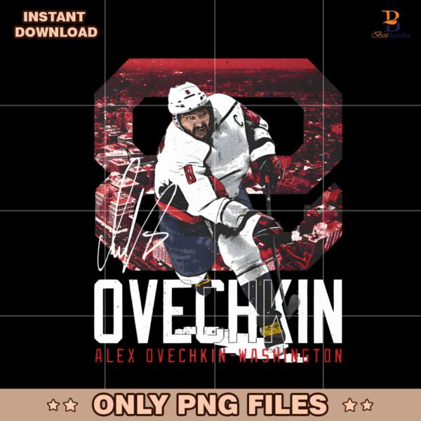 Alex Ovechkin 8 Washington Hockey Landmark Signature PNG