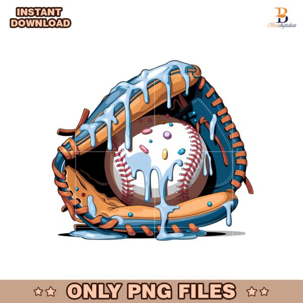 Baseball Ice Cream Drip Blue Softball Candy Png