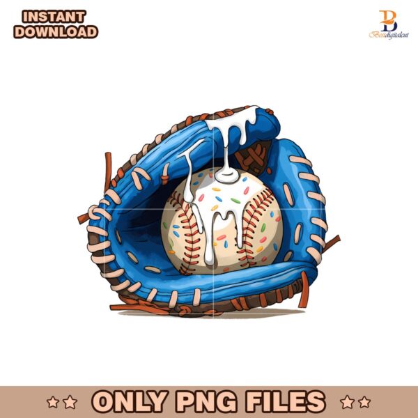 Baseball Ice Cream Drip Blue Softball Glove Drip Png