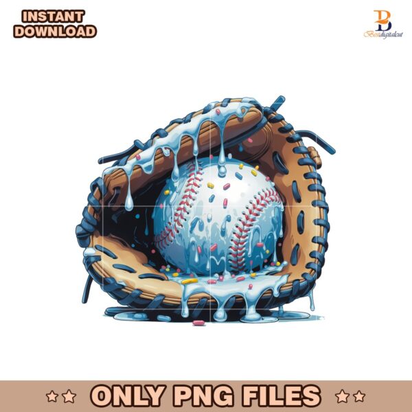 Baseball Ice Cream Drip Blue Softball Png