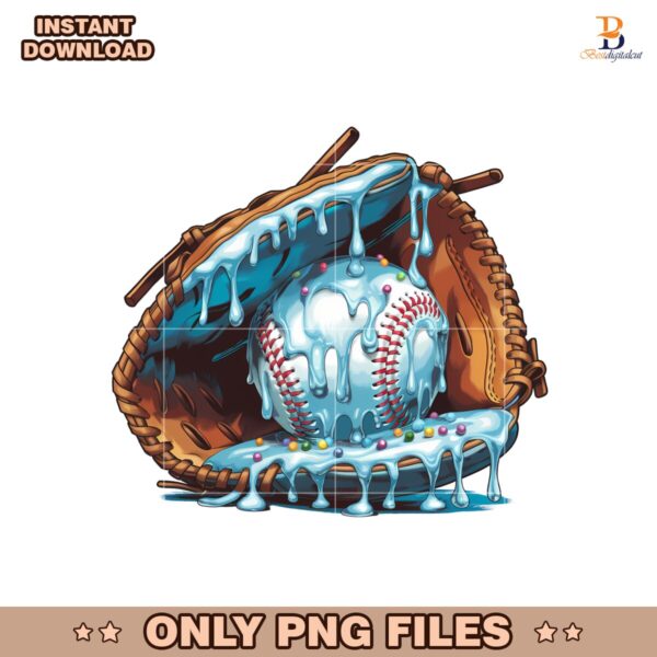 Baseball Ice Cream Drip Blue Softball Youth Sport Png