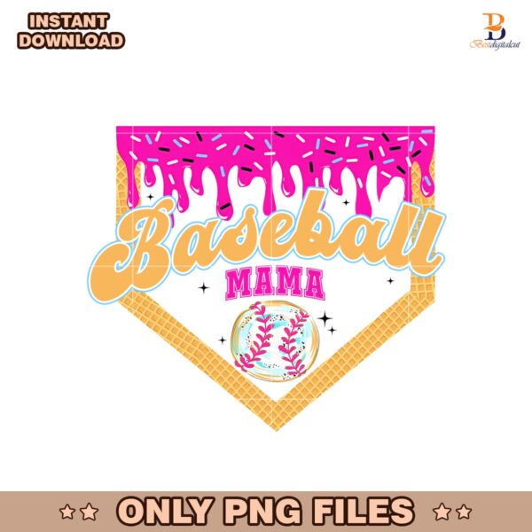 Baseball Mama Ice Cream Drip Game Day Png