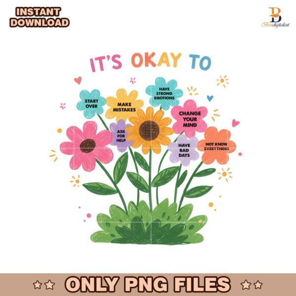 Boho Floral Its Okay To Start Over Make Mistakes PNG