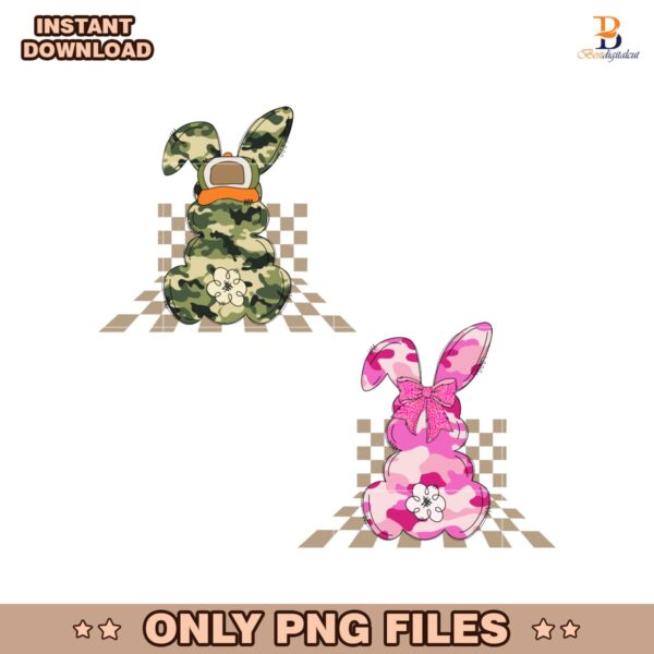 Camo Bunny Checkered Easter Day PNG