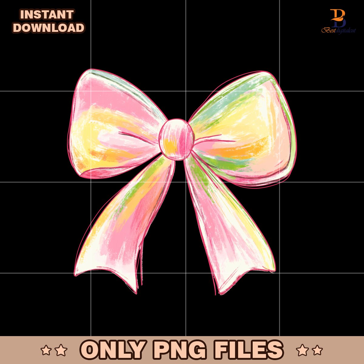 Coquette Bow Hand Drawn Crayon Style PNG
