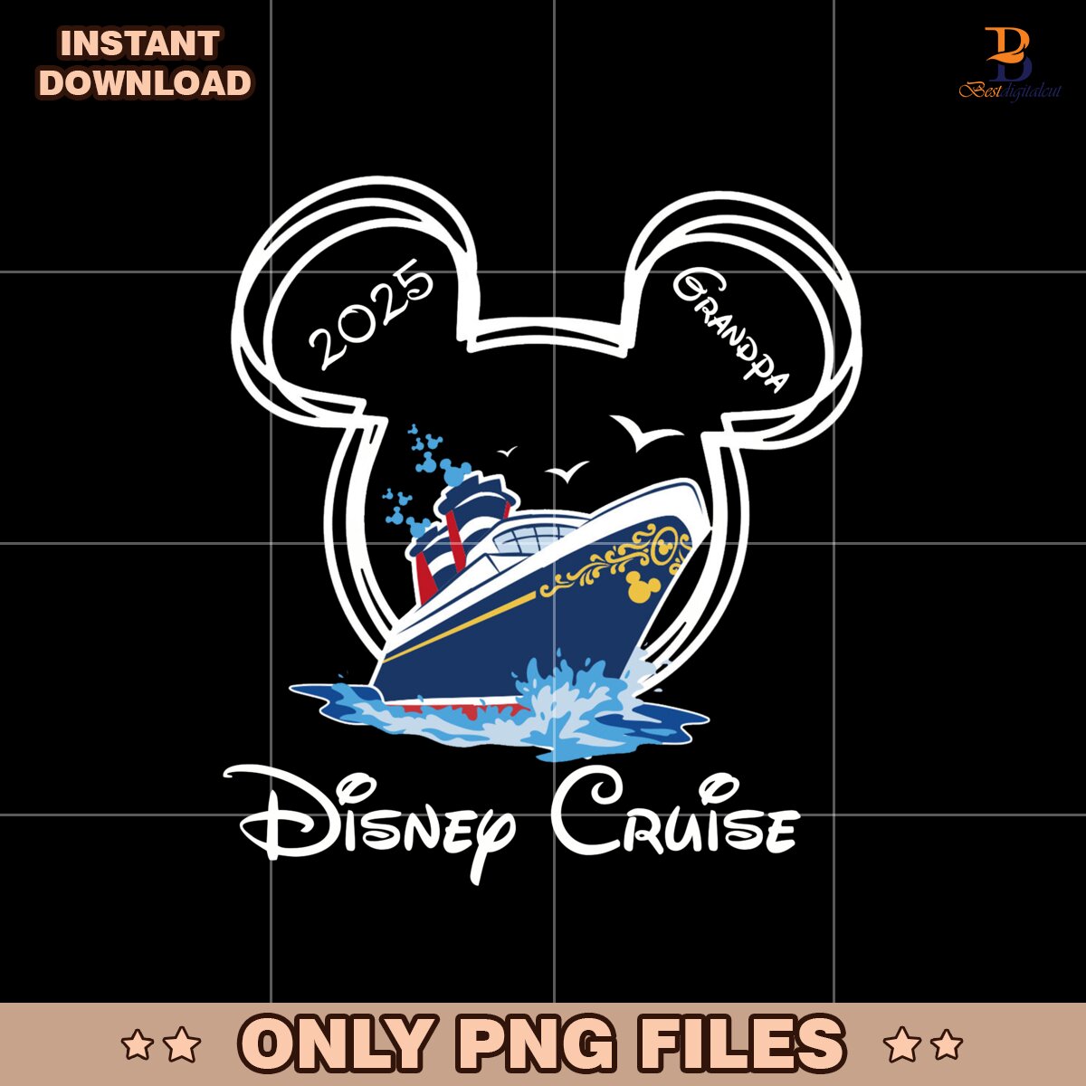 Custom Mickey Disney Cruise Family Vacation 2025 Png