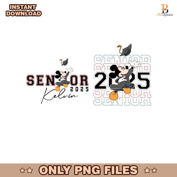 Custom Mickey Mouse Senior 2025 Graduation School Png