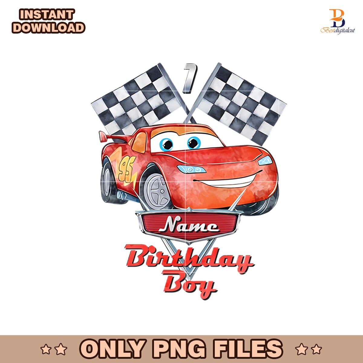 Custom Name Birthday Boy Lightning McQueen Png
