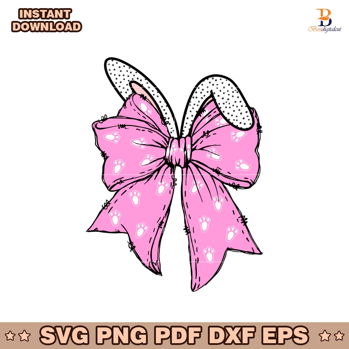 Cute Easter Bunny Ear Coquette Bow SVG