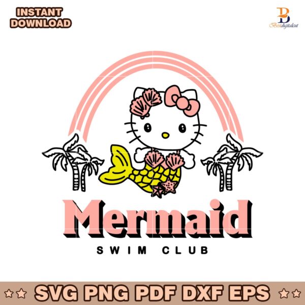 Cute Hello Kitty Mermaid Swim Club SVG