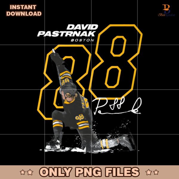David Pastrnak Boston Bruins 88 Signature PNG