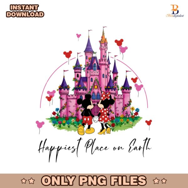 Disney Happiest Place On Earth Watercolor Castle Floral PNG