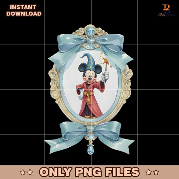 Disney Mickey Mouse Wizard Magic Mirror Coquette Bow PNG