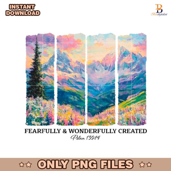 Fearfully And Wonderfully Created Wildflower Christian Quote PNG