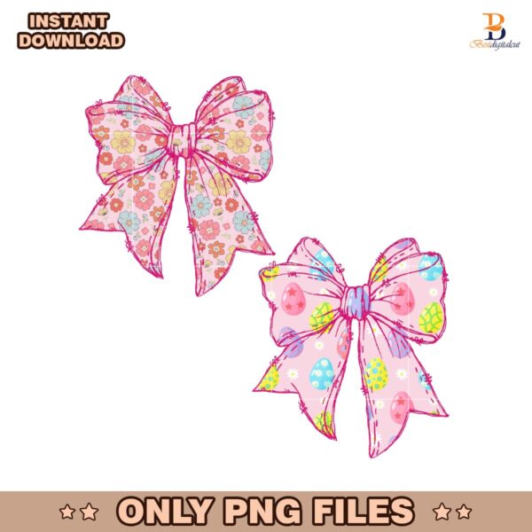 Floral Easter Coquette Bow Spring Glitter PNG