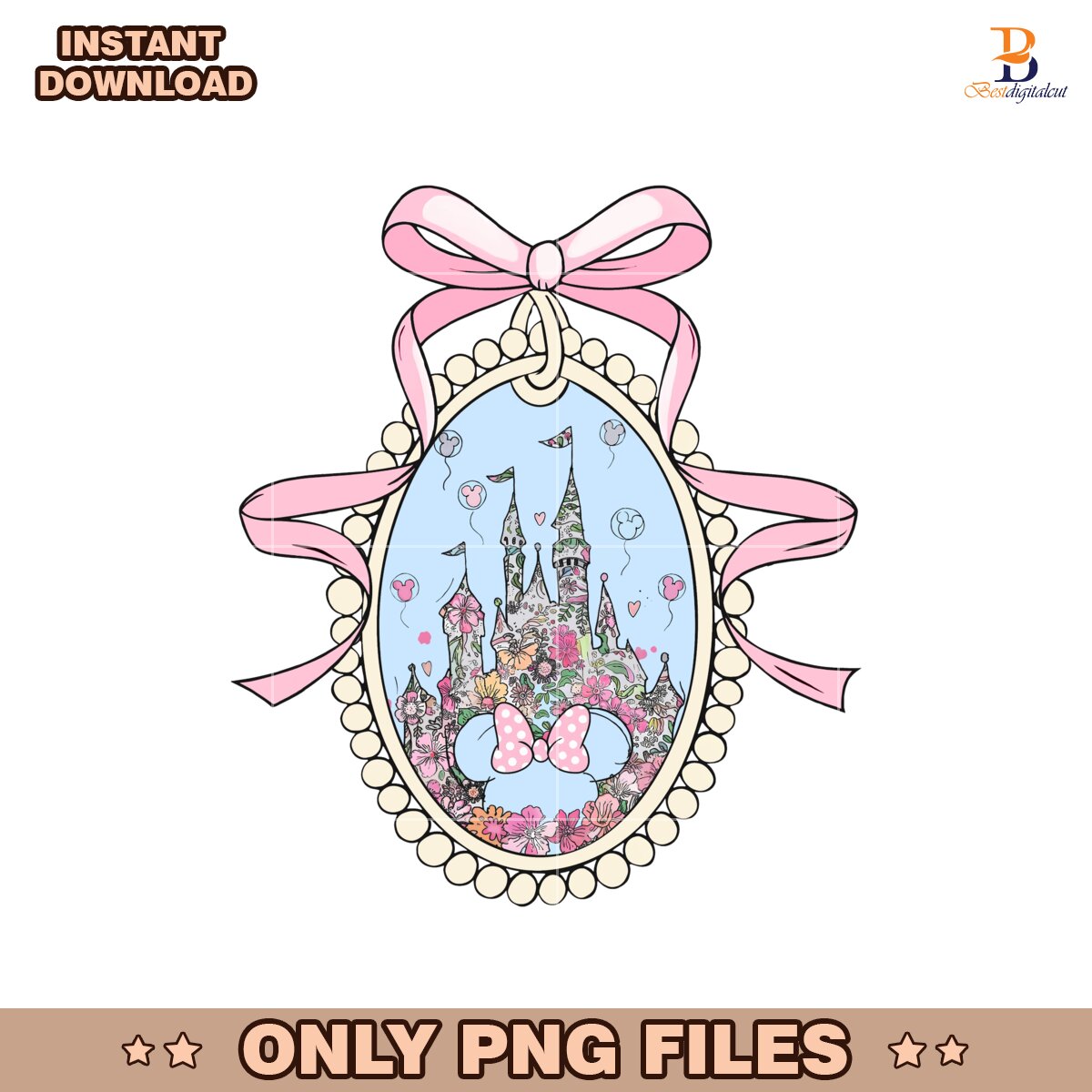Floral Magical Castle Coquette Bow Pink Ribbon Png