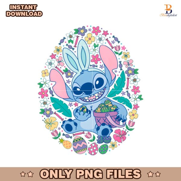 Floral Stitch Easter Bunny Easter Egg PNG
