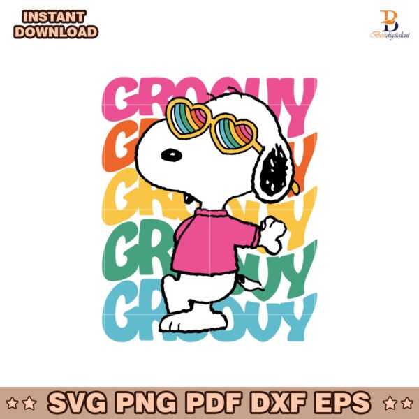 Funny Snoopy Groouy Rainbow Glasses Svg