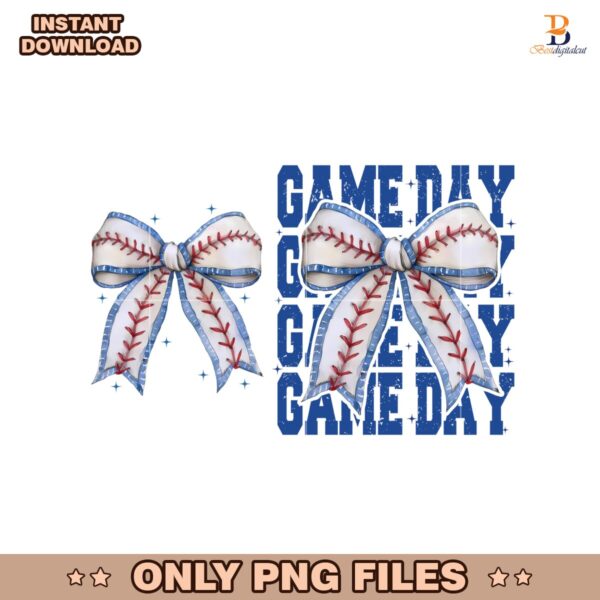 Game Day Baseball Bow Coquette Softball Png