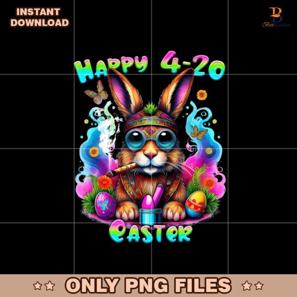 Happy 420 Easter Day Bunny Smoking Weed Marijuana PNG