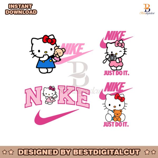 Hello Kitty Nike Logo Just Do It Cute Cat Bundle Svg