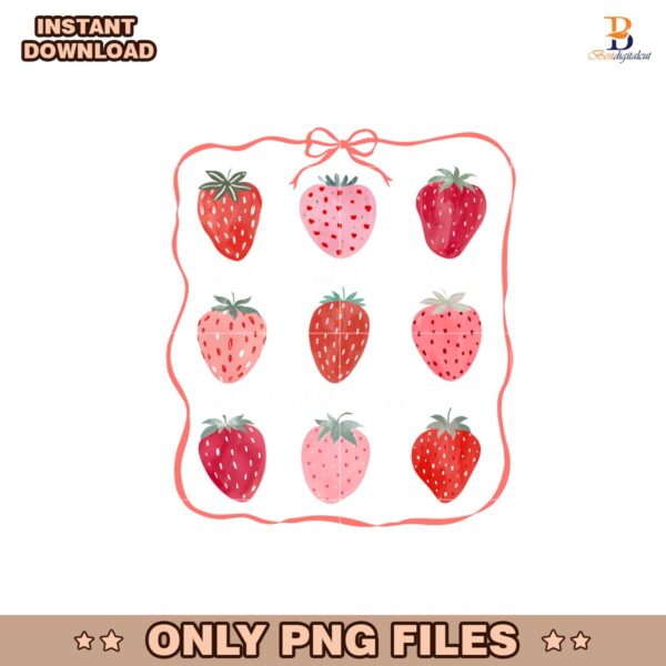 Life Is Berry Sweet Strawberry Coquette Bow Png